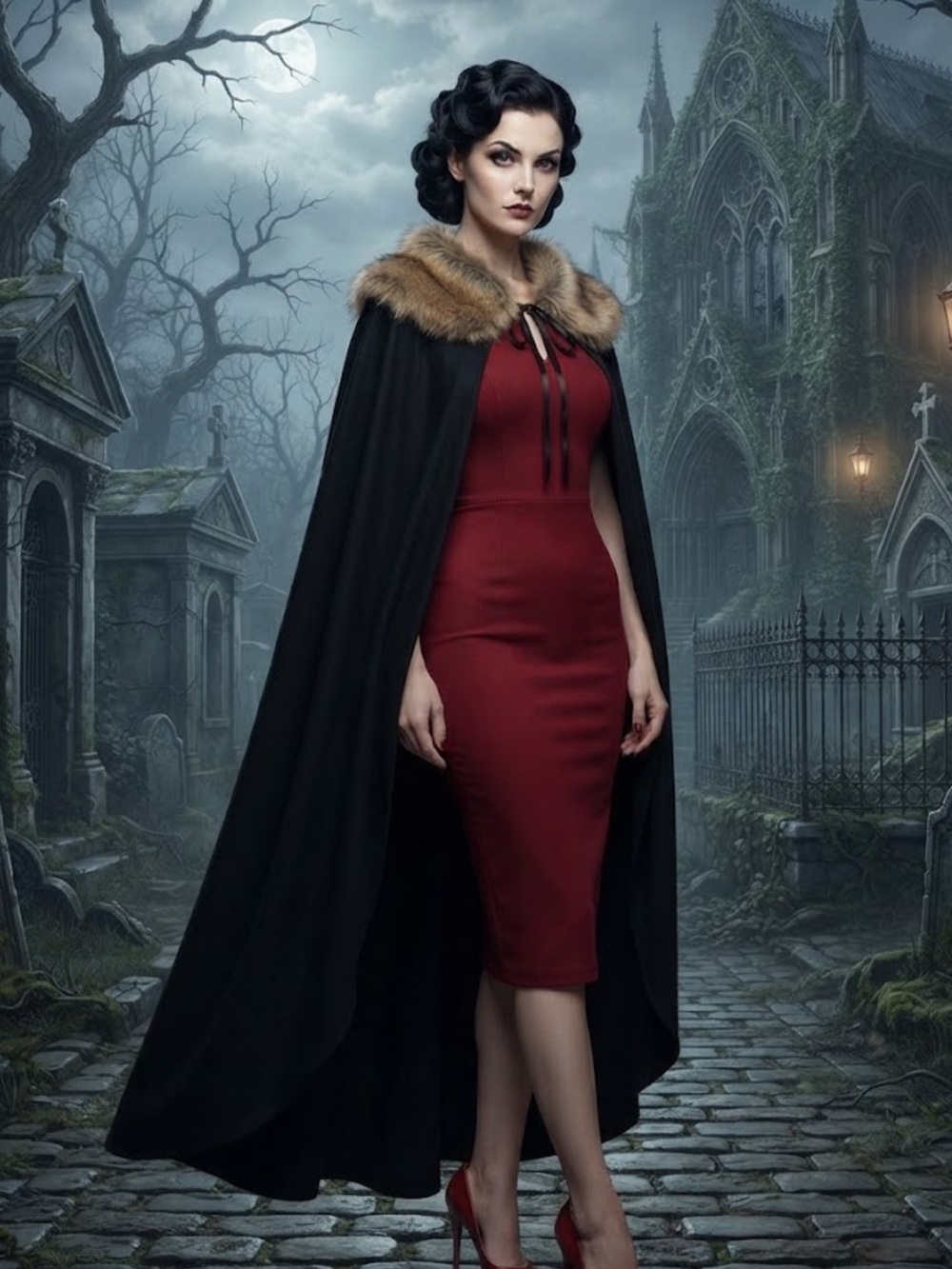 Authentic Rubies Adult Black Faux Fur Collar Cape one size Halloween costume